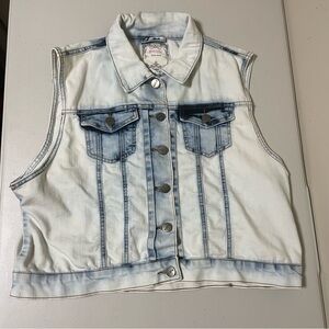 Puzzle Acid washed sleeveless vest jeans demin jacket XL